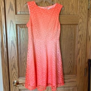 Ombré pink/coral lace dress